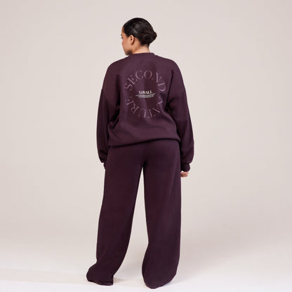 Curve Organic Wide Leg Jogger - Wine