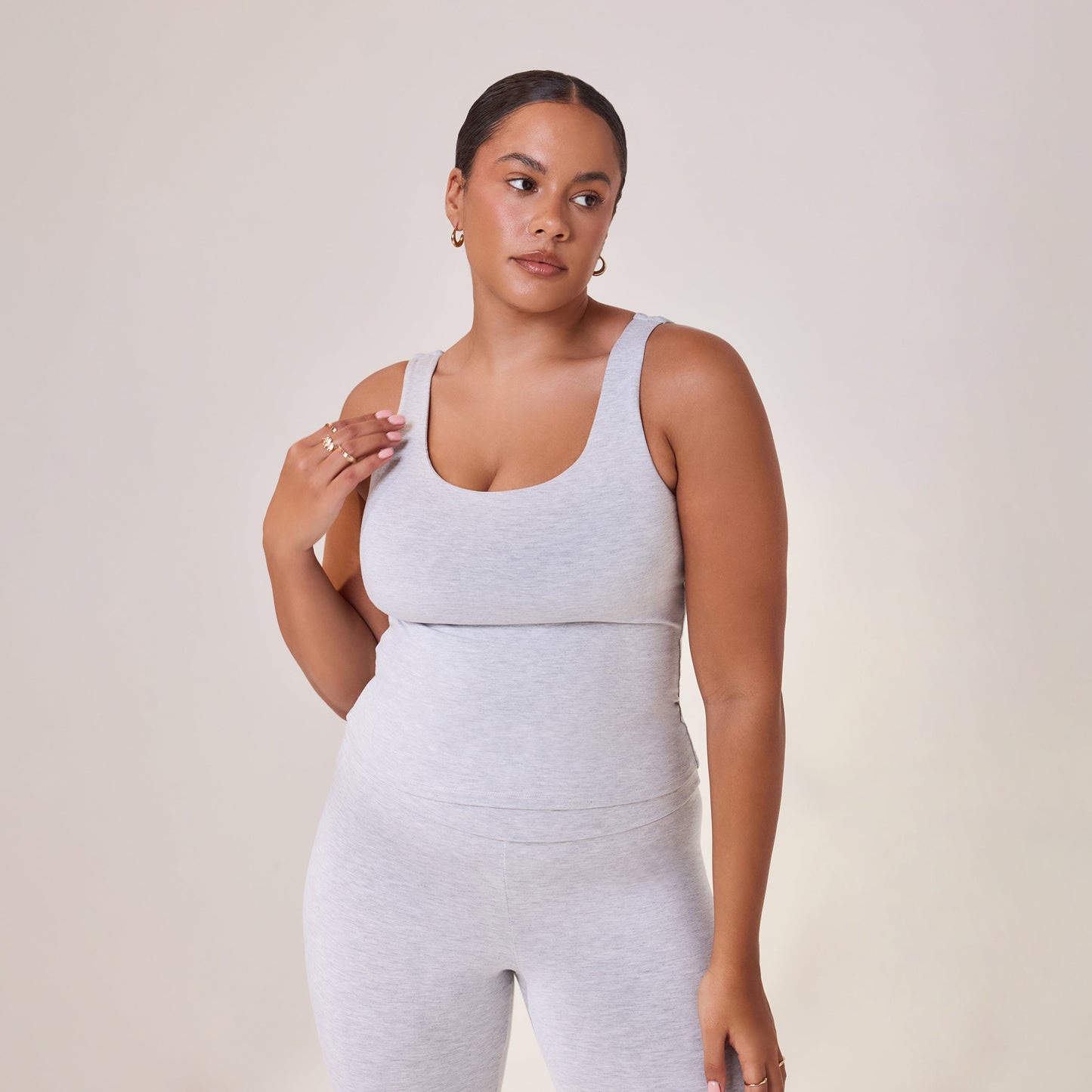 Curve Lightweight Everyday Tank Top - Light Grey Marl