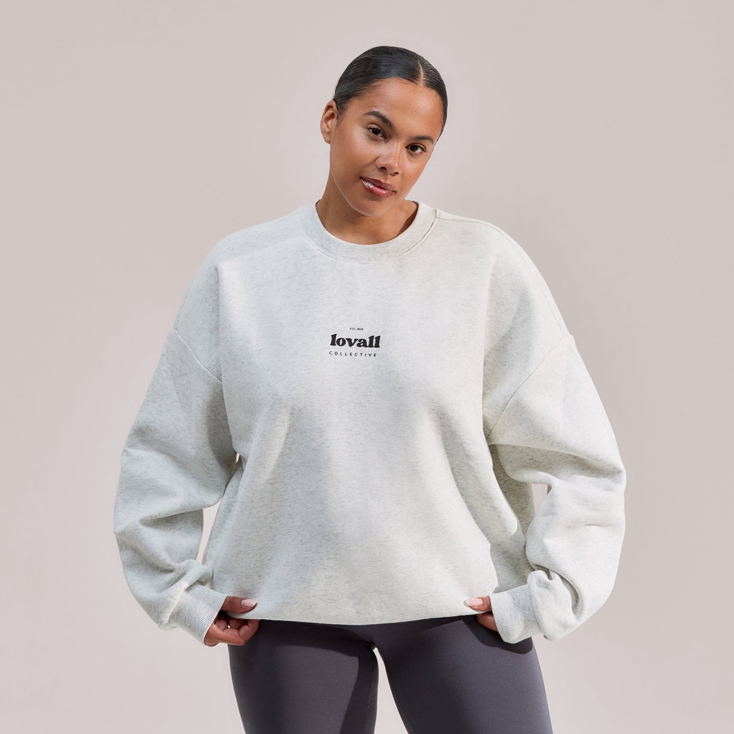 Curve Organic Oversized Sweatshirt Collective  - Light Grey Marl