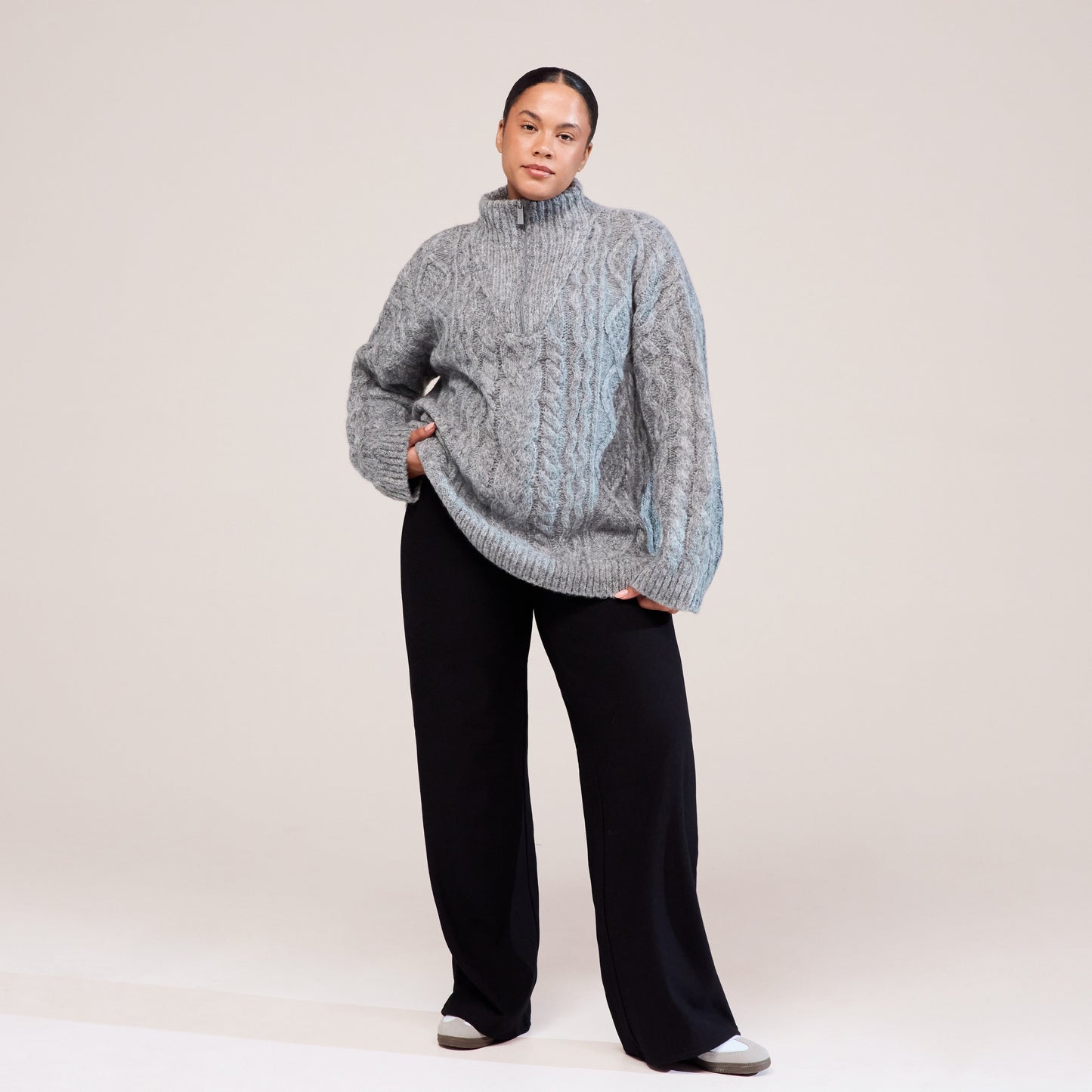 Curve Winter Wide Leg Trousers - Black