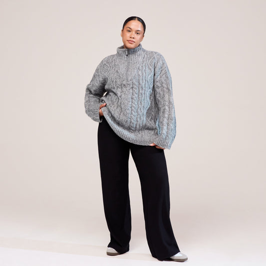 Curve Winter Wide Leg Trousers - Black