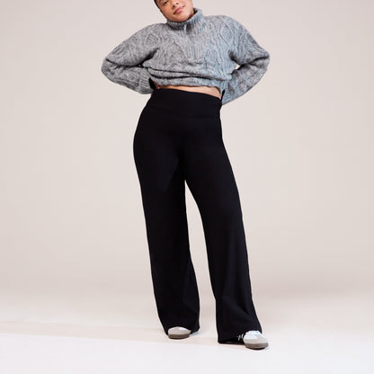 Curve Winter Wide Leg Trousers - Black