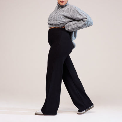 Curve Winter Wide Leg Trousers - Black