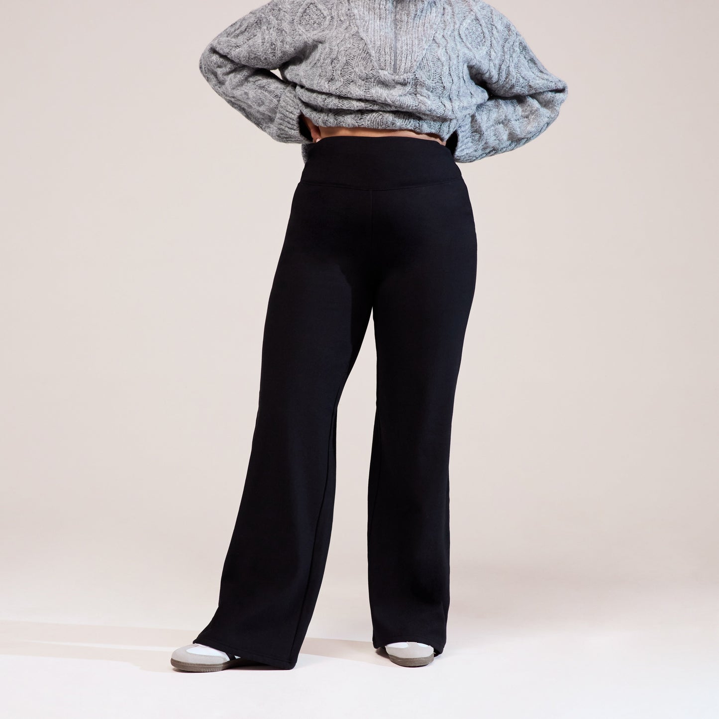 Curve Winter Wide Leg Trousers - Black