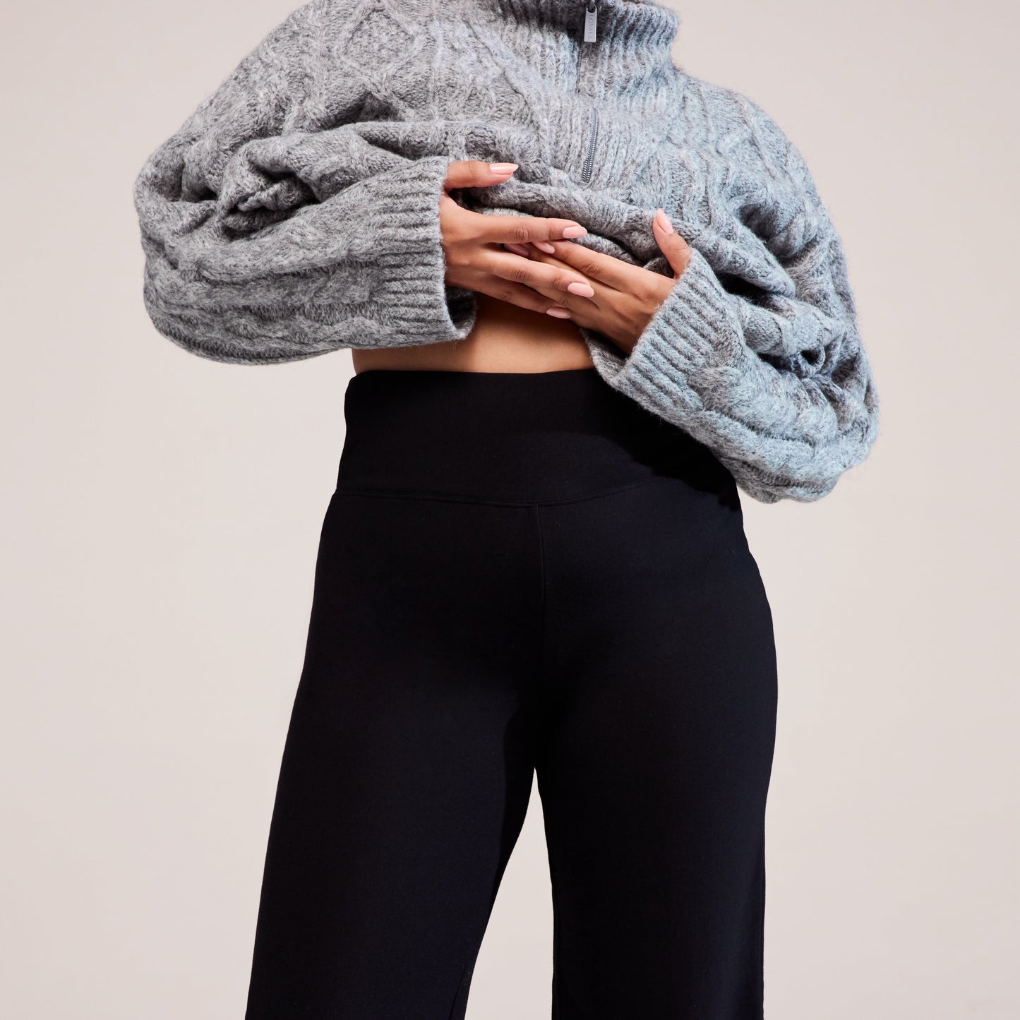 Curve Winter Wide Leg Trousers - Black