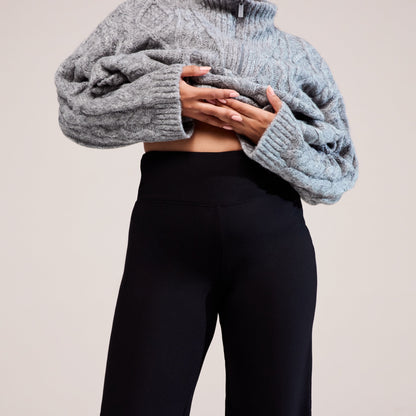 Curve Winter Wide Leg Trousers - Black