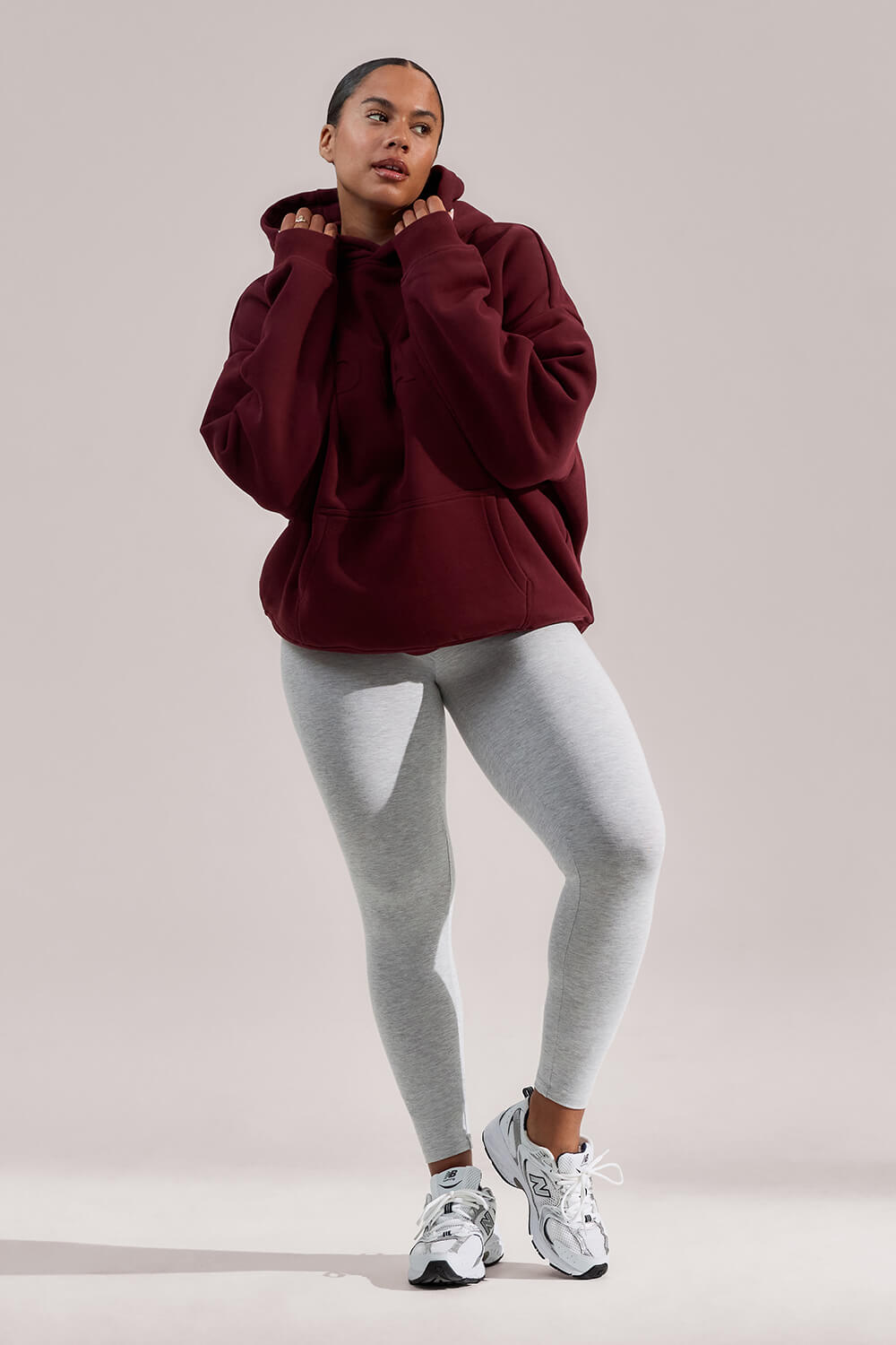 Curve Lightweight Everyday High Waisted Leggings - Light Grey Marl