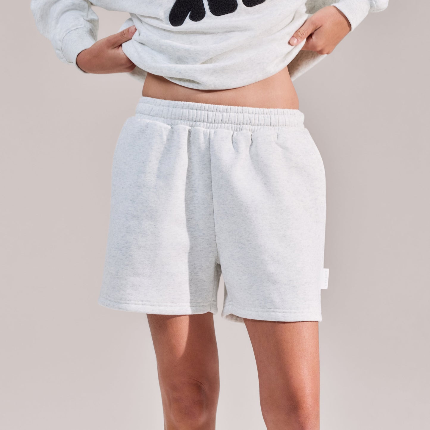 Organic Sweat Shorts - Light Grey Marl