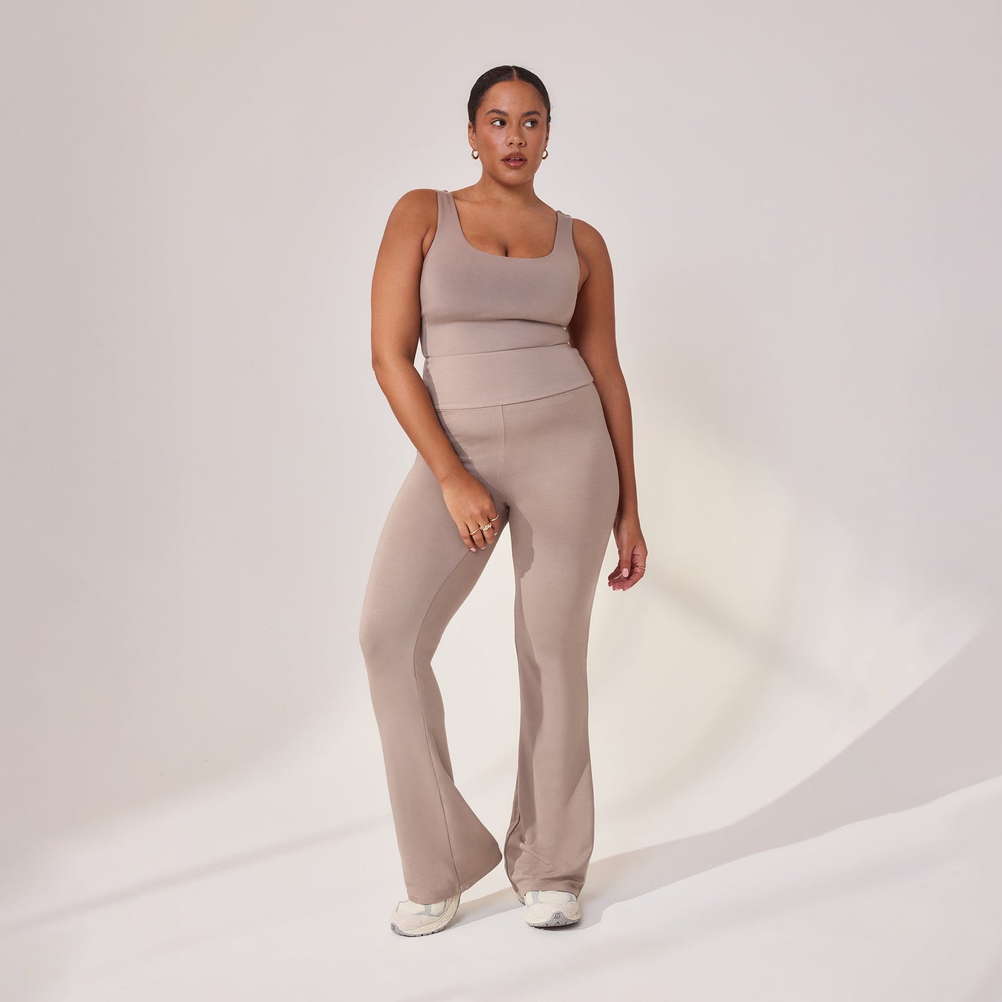 Curve Lightweight Flare Leggings - Stone