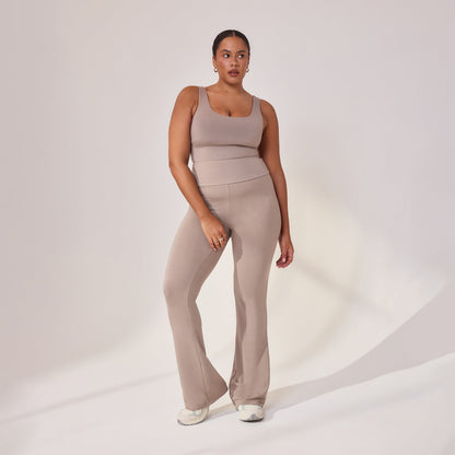 Curve Lightweight Flare Leggings - Stone