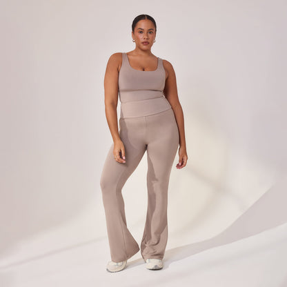 Curve Lightweight Flare Leggings - Stone