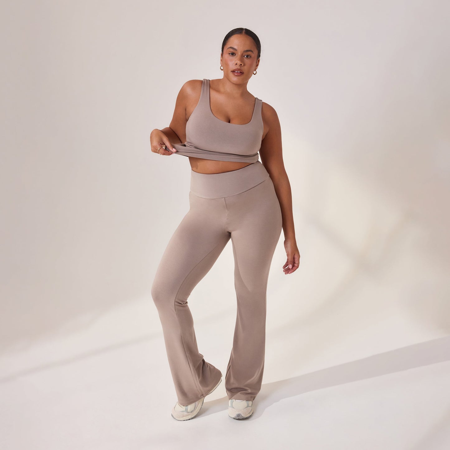 Curve Lightweight Flare Leggings - Stone