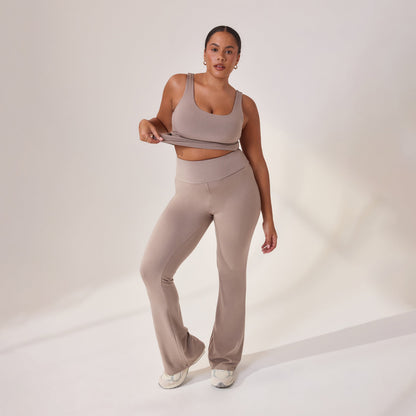 Curve Lightweight Flare Leggings - Stone