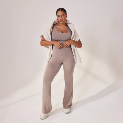 Curve Lightweight Flare Leggings - Stone