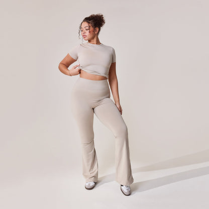 Curve Ultimate Everyday Flare Leggings - Oatmeal Beige