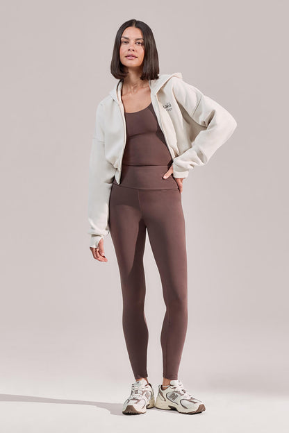 Curve Organic Crop Zip Hoodie - Ecru