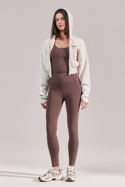 Curve Organic Crop Zip Hoodie - Ecru