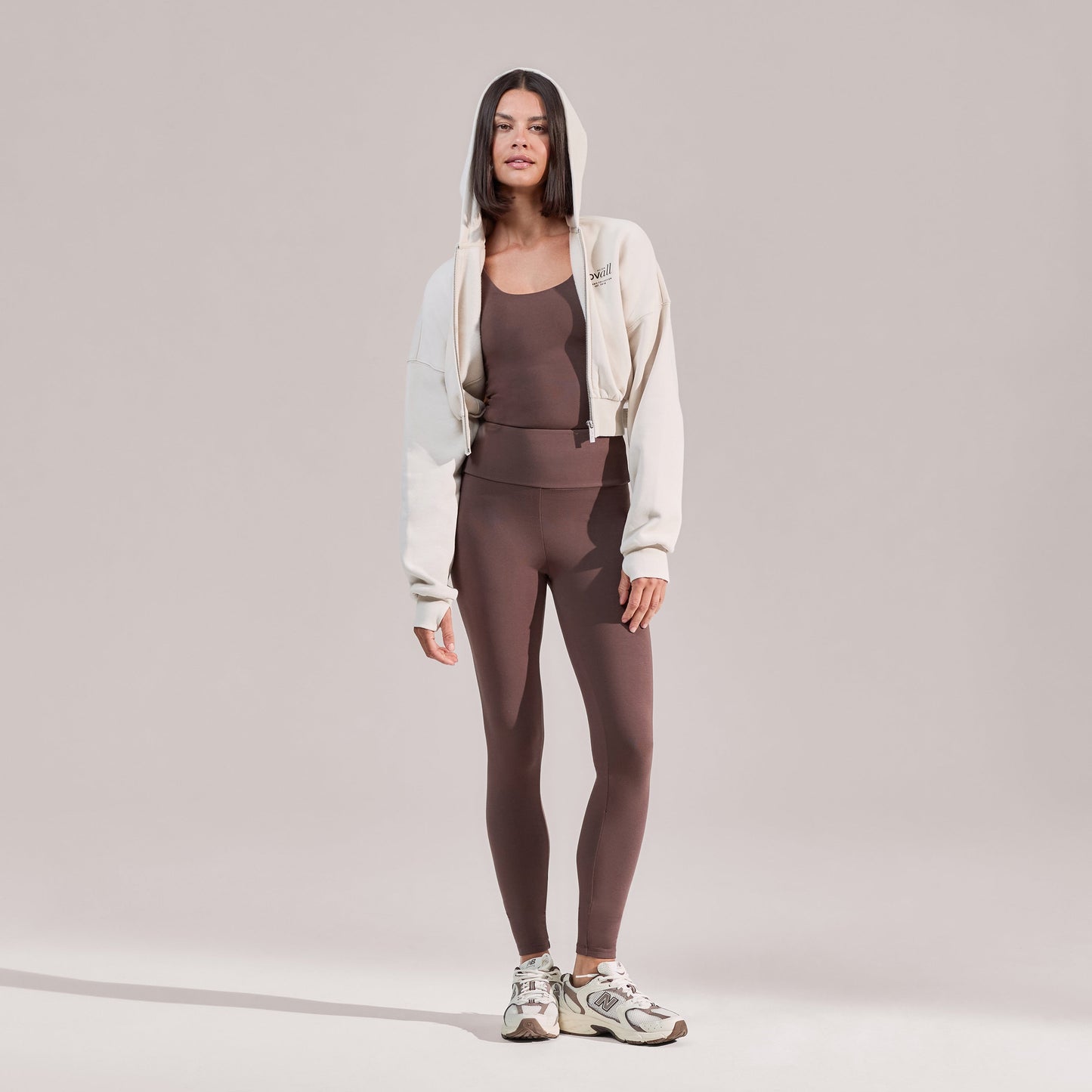 Organic Crop Zip Hoodie - Ecru