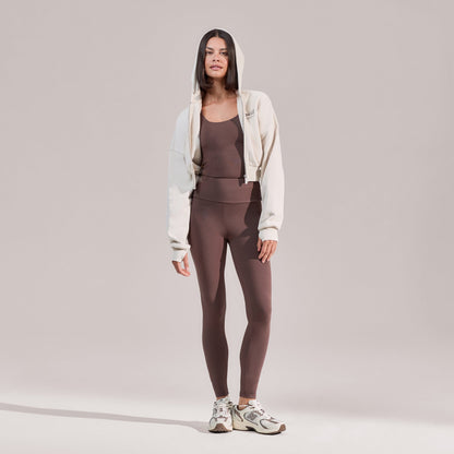 Organic Crop Zip Hoodie - Ecru