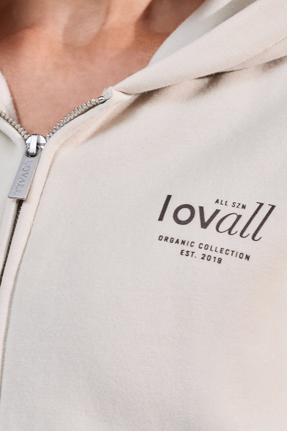 Curve Organic Crop Zip Hoodie - Ecru