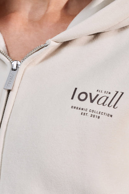 Curve Organic Crop Zip Hoodie - Ecru