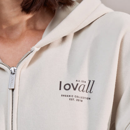 Organic Crop Zip Hoodie - Ecru