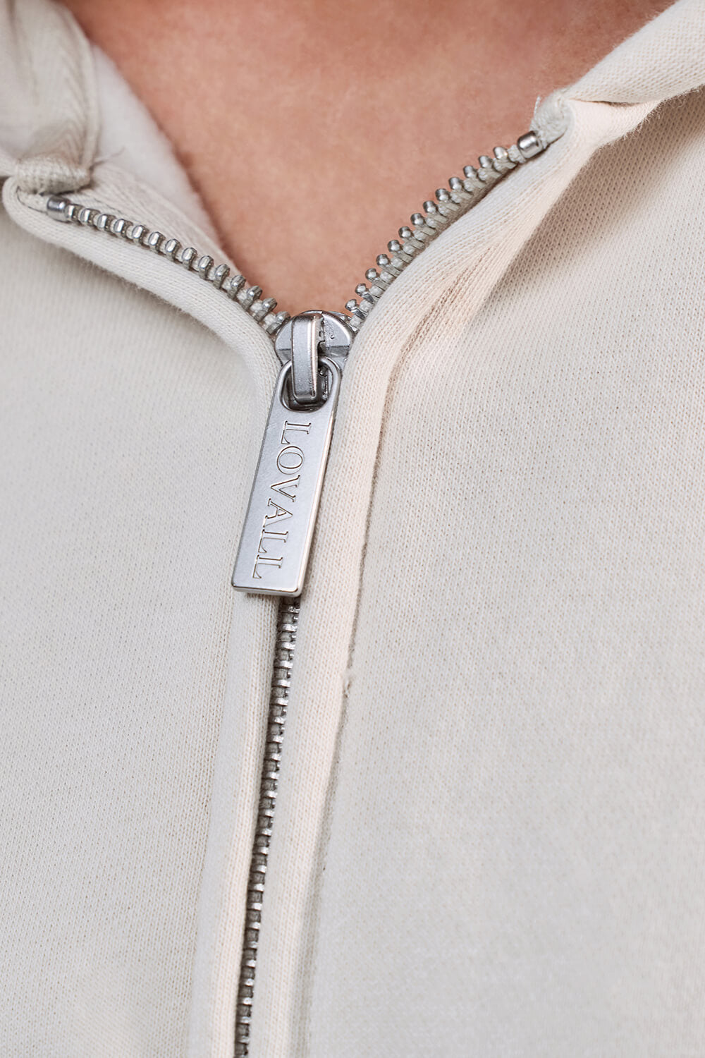 Curve Organic Crop Zip Hoodie - Ecru