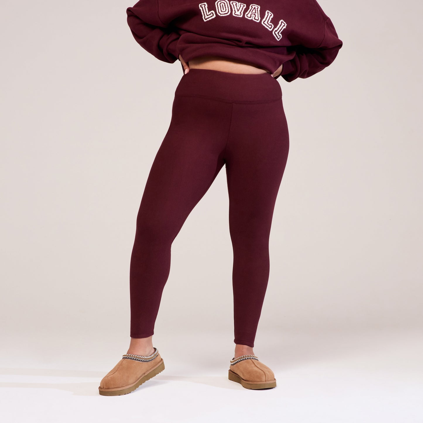 Curve Winter Everyday High Waisted Leggings - Burgundy