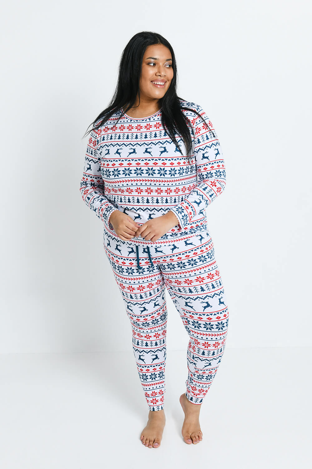 Curve Soft Touch Pyjama Set - White Christmas Print