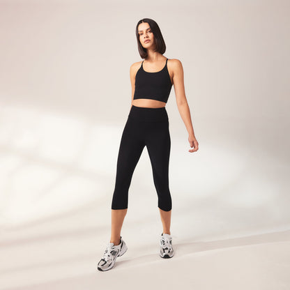 Cropped Lightweight Leggings - Black