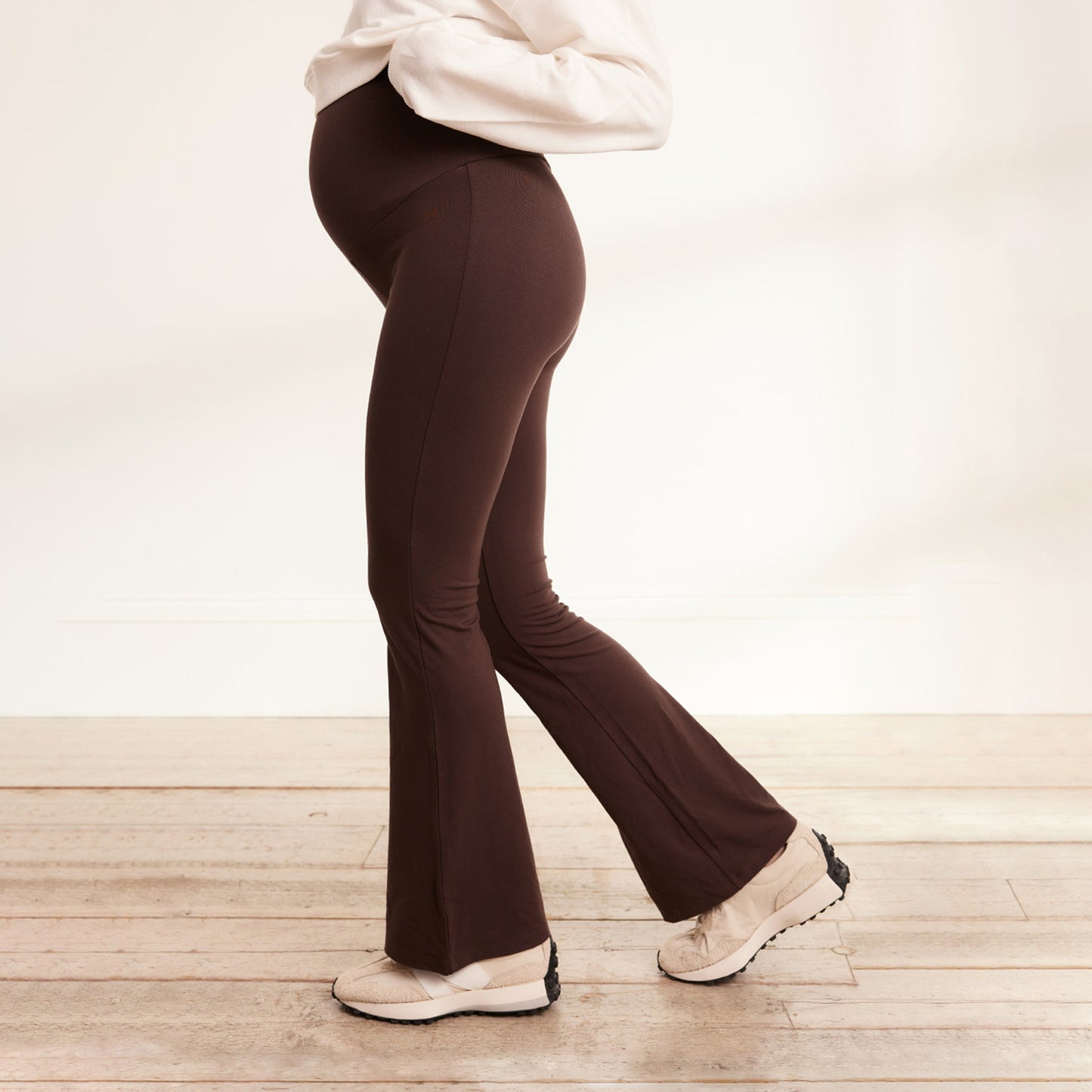 Maternity lightweight Flare Leggings - Espresso Brown