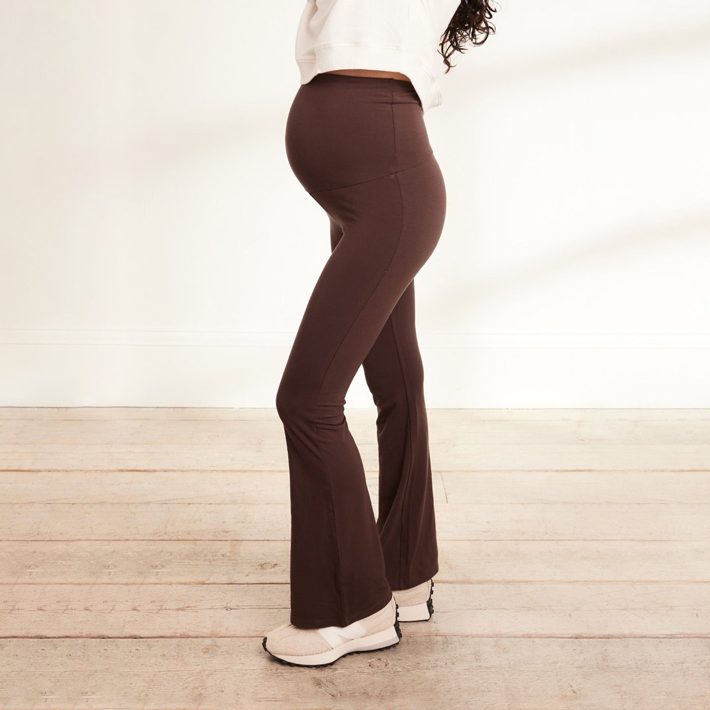 Maternity lightweight Flare Leggings - Espresso Brown