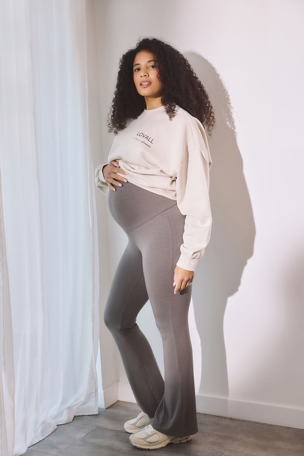 Maternity Lightweight Flare Leggings - Slate Green