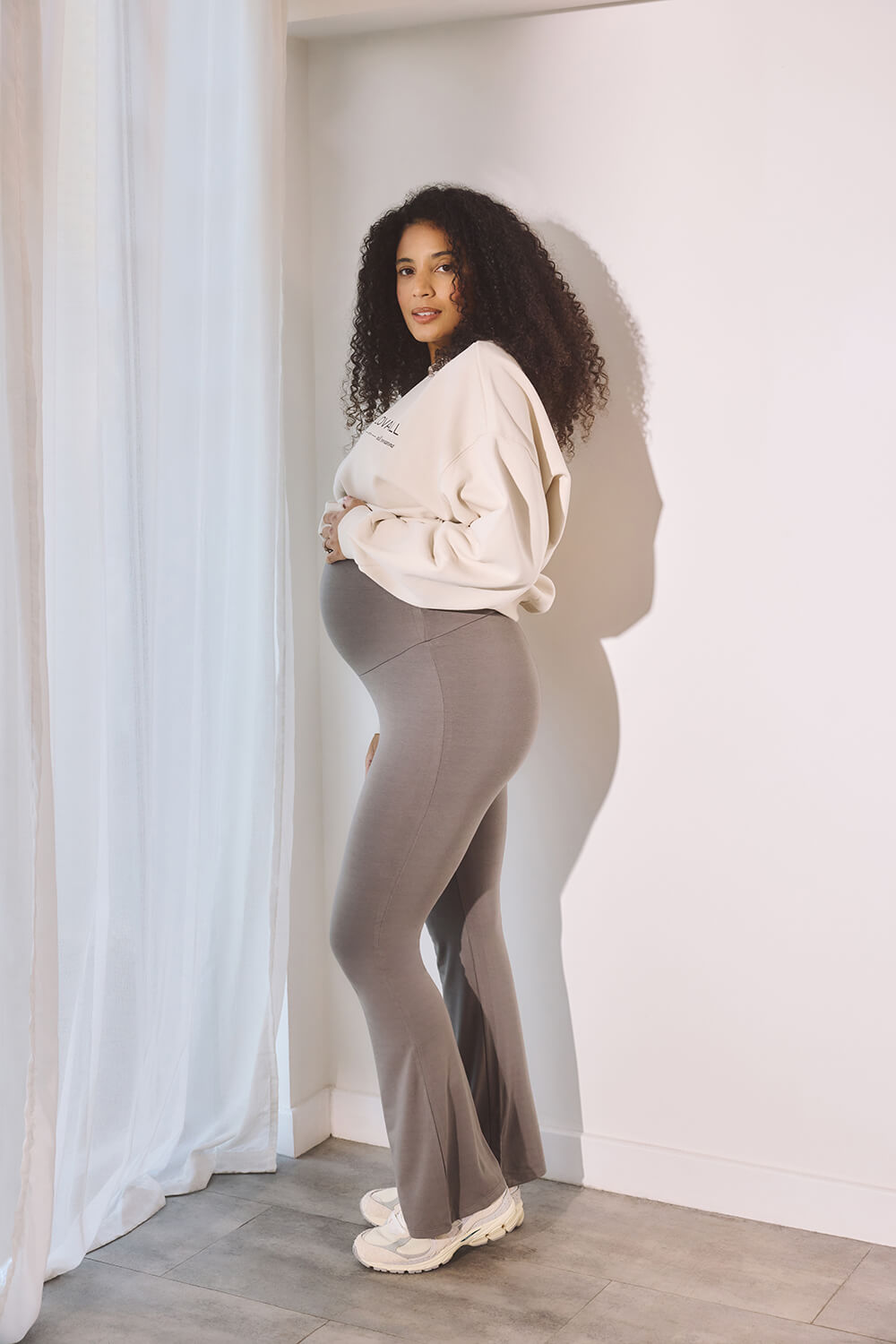 Maternity Lightweight Flare Leggings - Slate Green