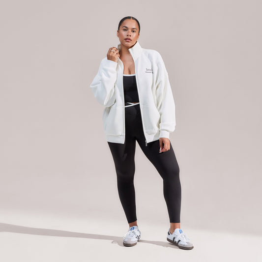 Curve Organic Funnel Neck Zip Through - Off White
