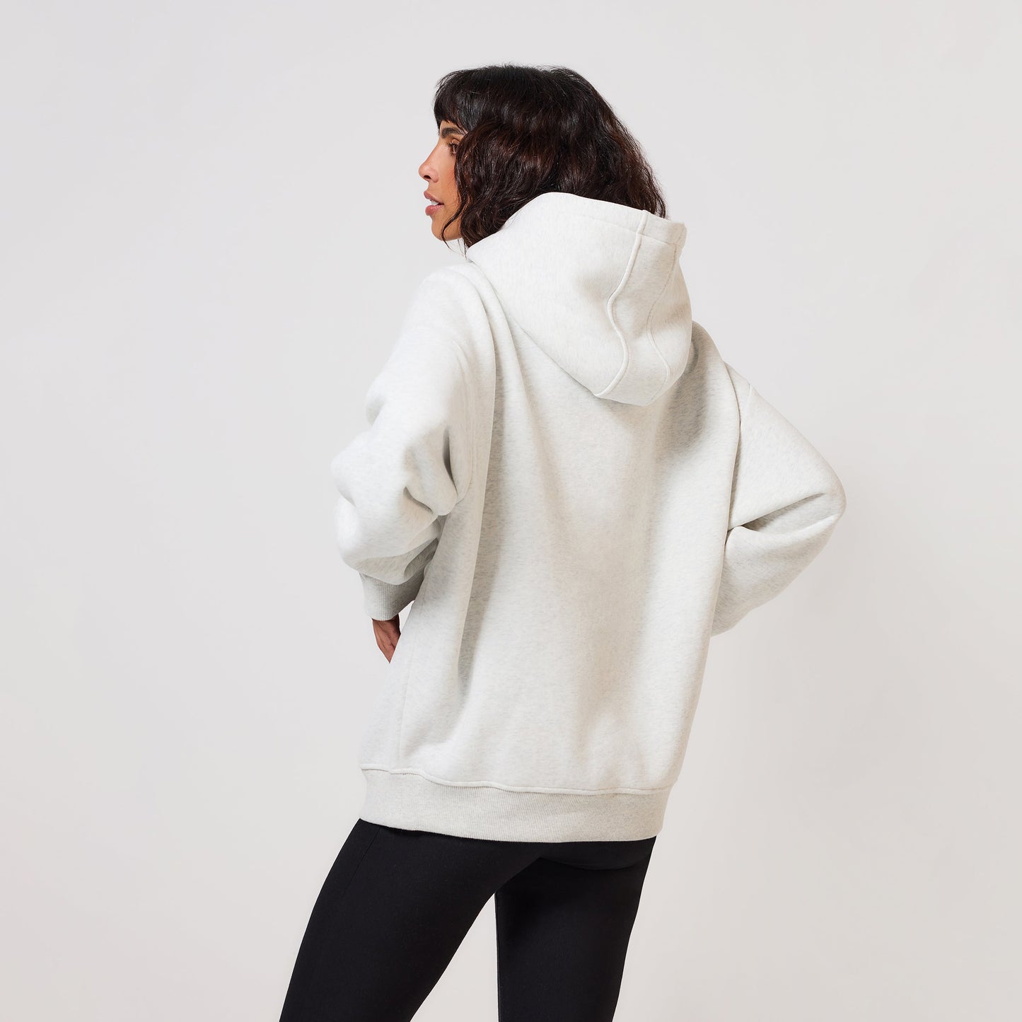 Curve Heavyweight Oversized Hoodie - Light Grey Marl
