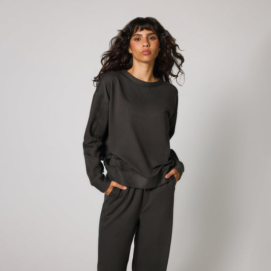 Curve Luxe Lounge Sweatshirt - Black Coffee