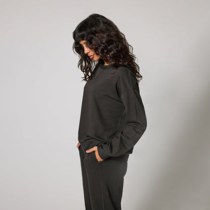 Luxe Lounge Sweatshirt - Black Coffee