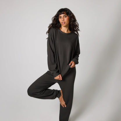 Curve Luxe Lounge Sweatshirt - Black Coffee