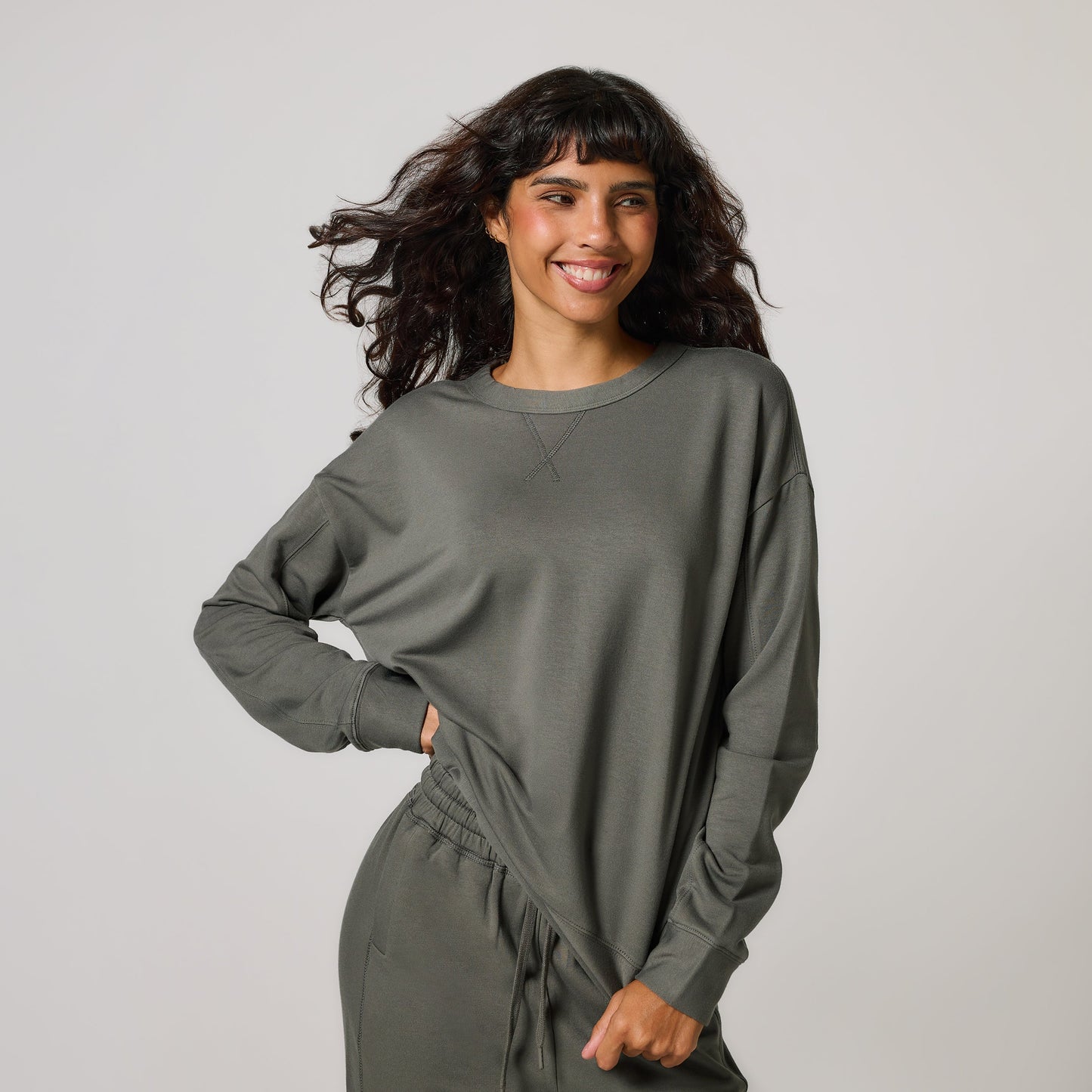 Luxe Lounge Sweatshirt - Slate Green