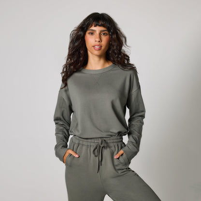Curve Luxe Lounge Sweatshirt - Slate Green