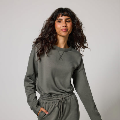 Curve Luxe Lounge Sweatshirt - Slate Green