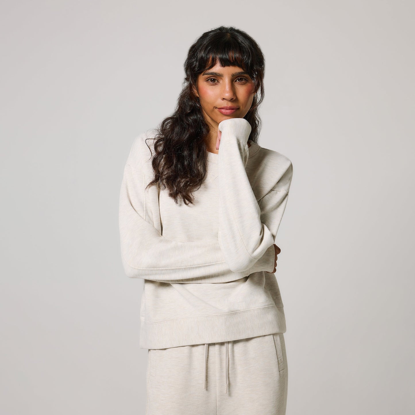 Luxe Lounge Sweatshirt - Vanilla Marl