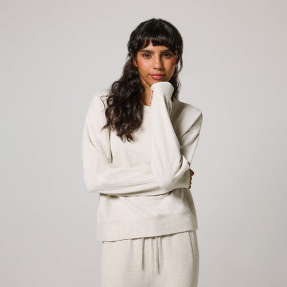 Luxe Lounge Sweatshirt - Vanilla Marl