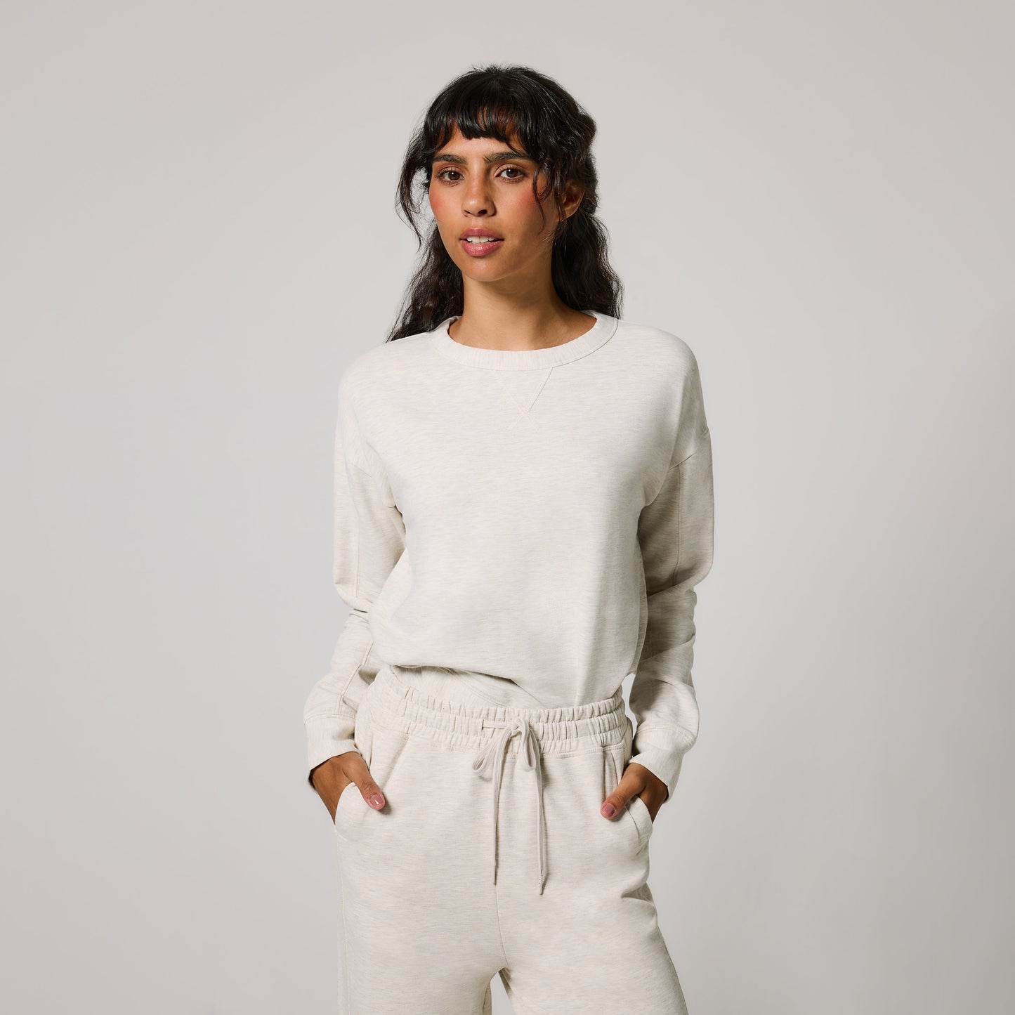 Luxe Lounge Sweatshirt - Vanilla Marl
