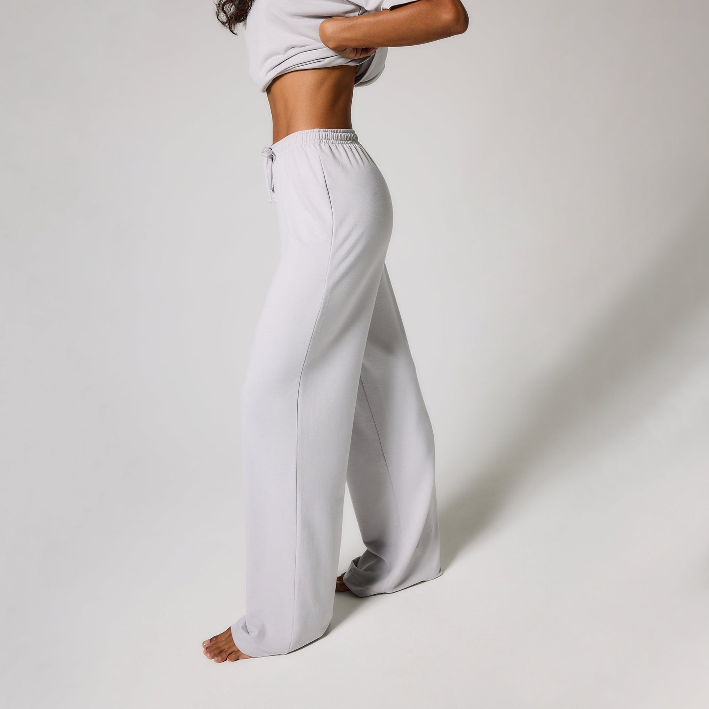 Soft Touch Wide Leg Lounge Set - Grey