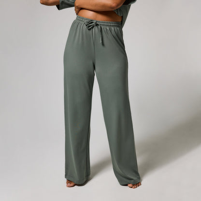 Soft Touch Wide Leg Lounge Set - Sage Green