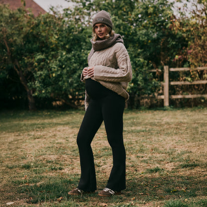 Maternity Winter Flare Leggings - Black Coffee