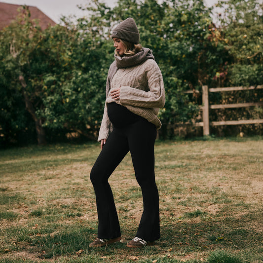Maternity Winter Flare Leggings - Black