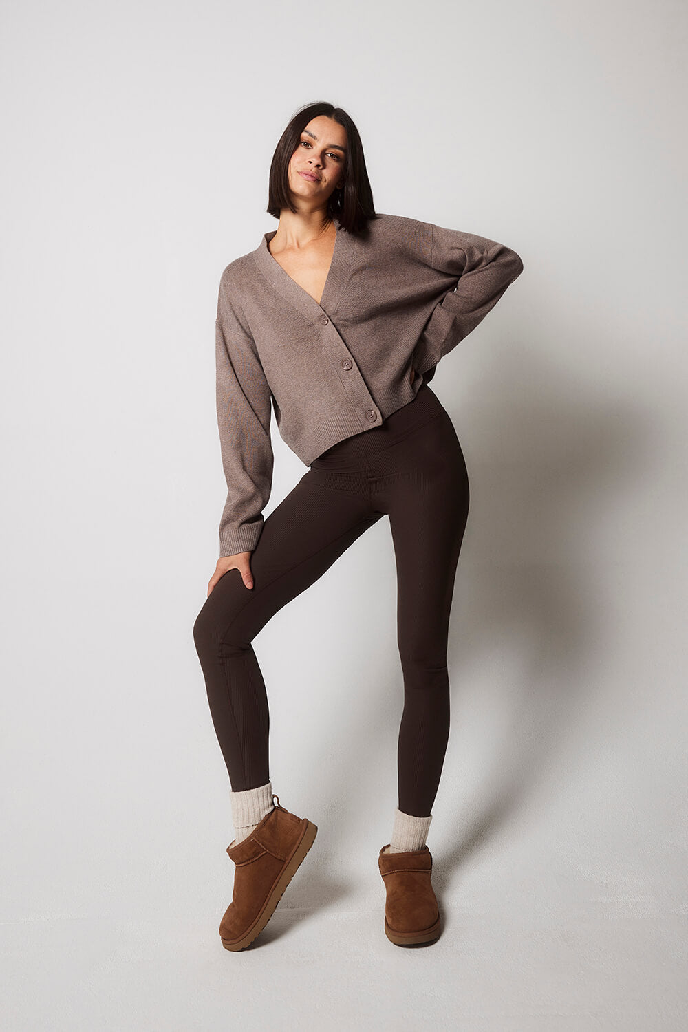 Ribbed Leggings - Espresso Brown